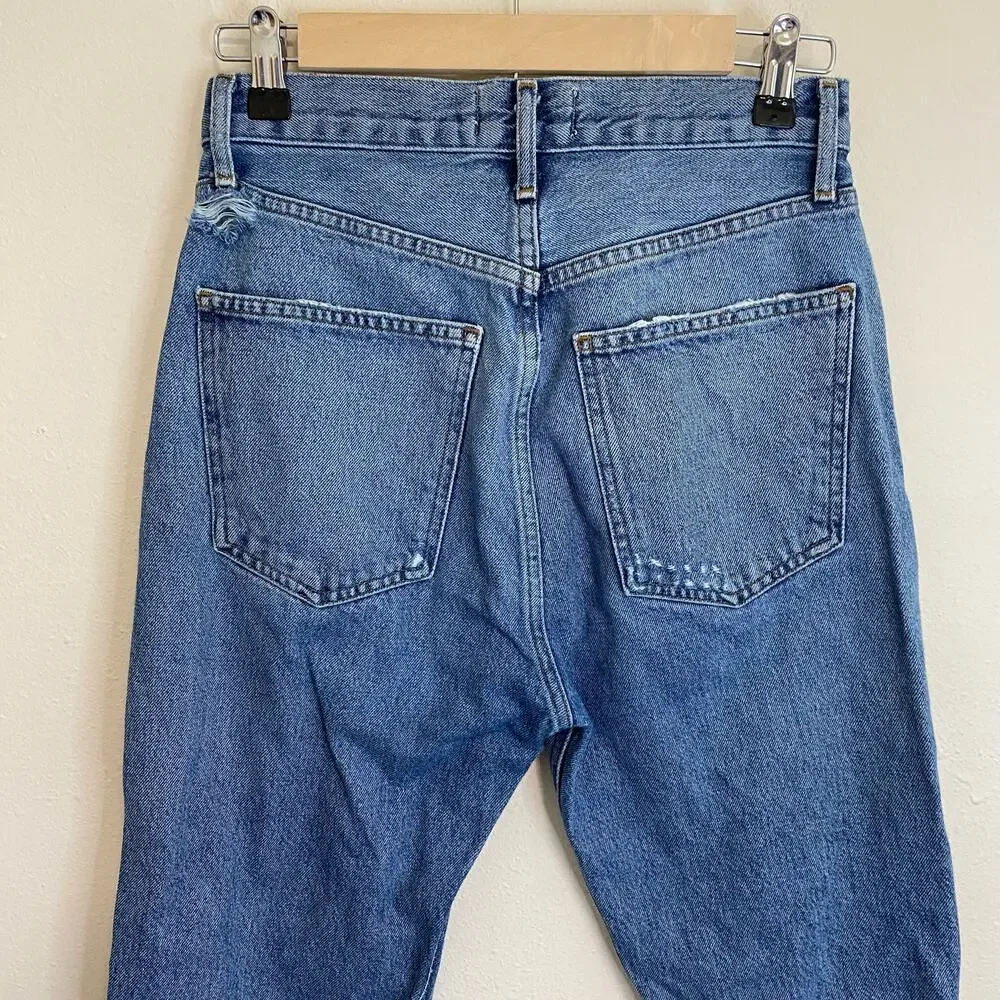 Agolde Women's Jeans 90's Pinch‎ Waist High Rise Straight Distressed Blue 25